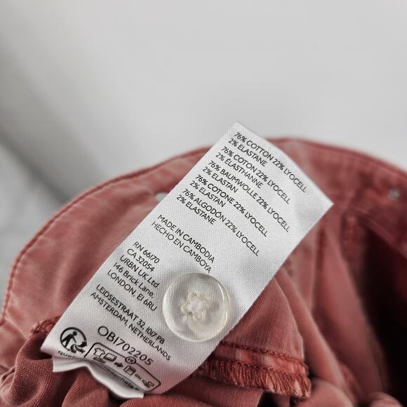 Anthropologie Pilcro Demilune Pants Light Pink Low-rise Utility Flare Leg Sz 29 - Picture 6 of 7